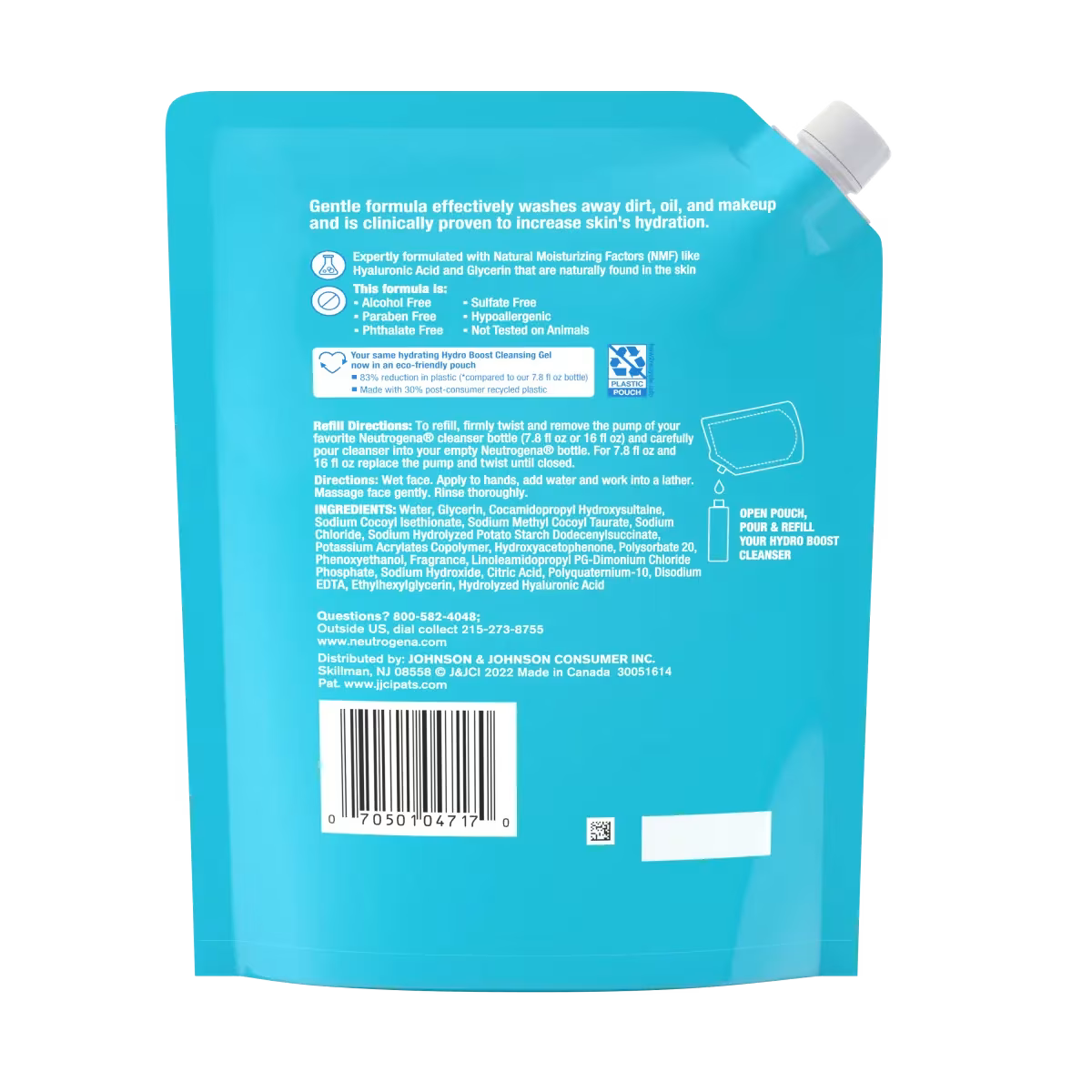 Neutrogena® Hydro Boost Cleansing Gel, Refill Pouch, 16 Fl. Oz - US 9162
