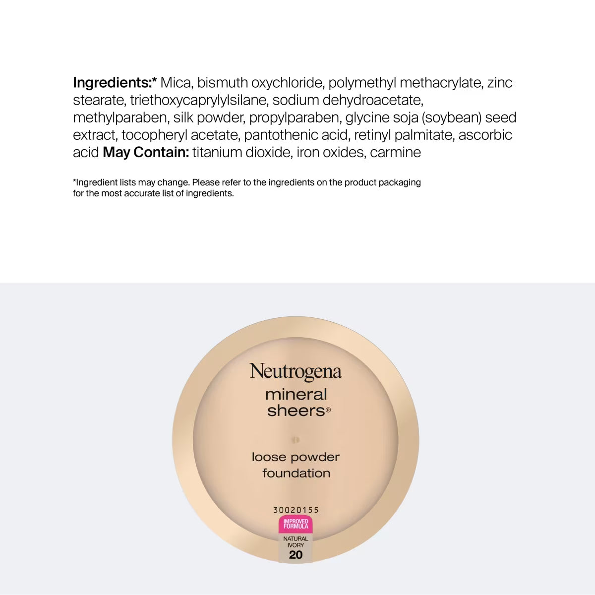 Neutrogena Mineral Sheers Loose Powder Foundation, Natural Ivory 20, .19 Oz - US 1705