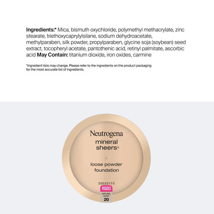 Neutrogena Mineral Sheers Loose Powder Foundation, Natural Ivory 20, .19 Oz - US 1705