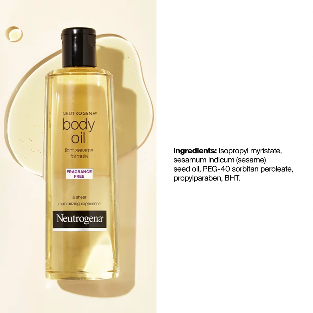 Neutrogena® Body Oil, Light Sesame Formula, Fragrance Free, 8.5 Fl. Oz - US 9365
