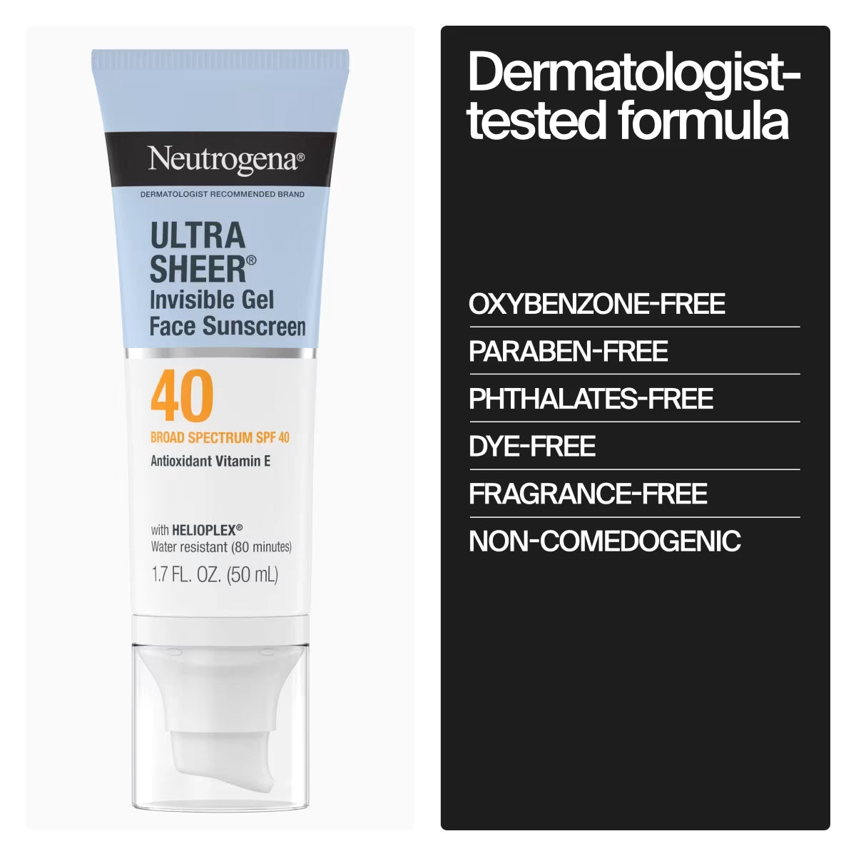 Neutrogena® Ultra Sheer Invisible Gel Face Sunscreen Broad Spectrum SPF 40, 1.7 Oz - US 0501