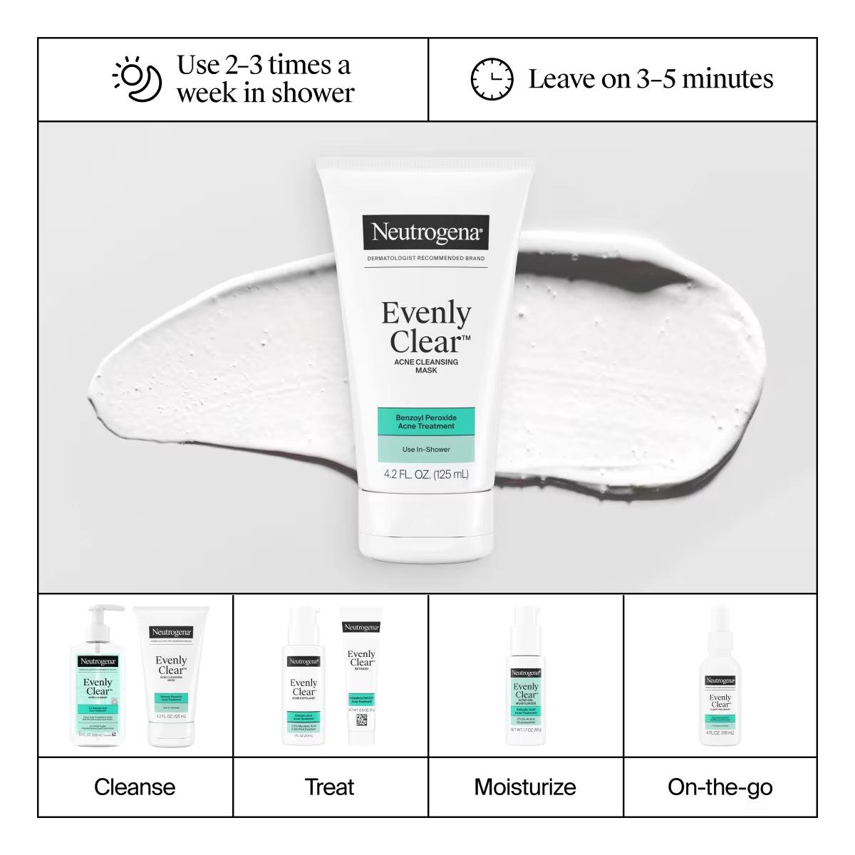 Neutrogena® Evenly Clear™ Acne Cleansing Mask, 4.2 Fl oz - US 9093