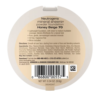 Neutrogena® Mineral Sheers Compact Powder Foundation, Honey Beige 70, .34 Oz - US 6467