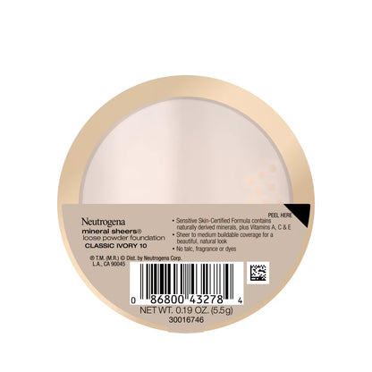 Neutrogena Mineral Sheers Loose Powder Foundation, Classical Ivory 10, 0.19 Oz - US 5111