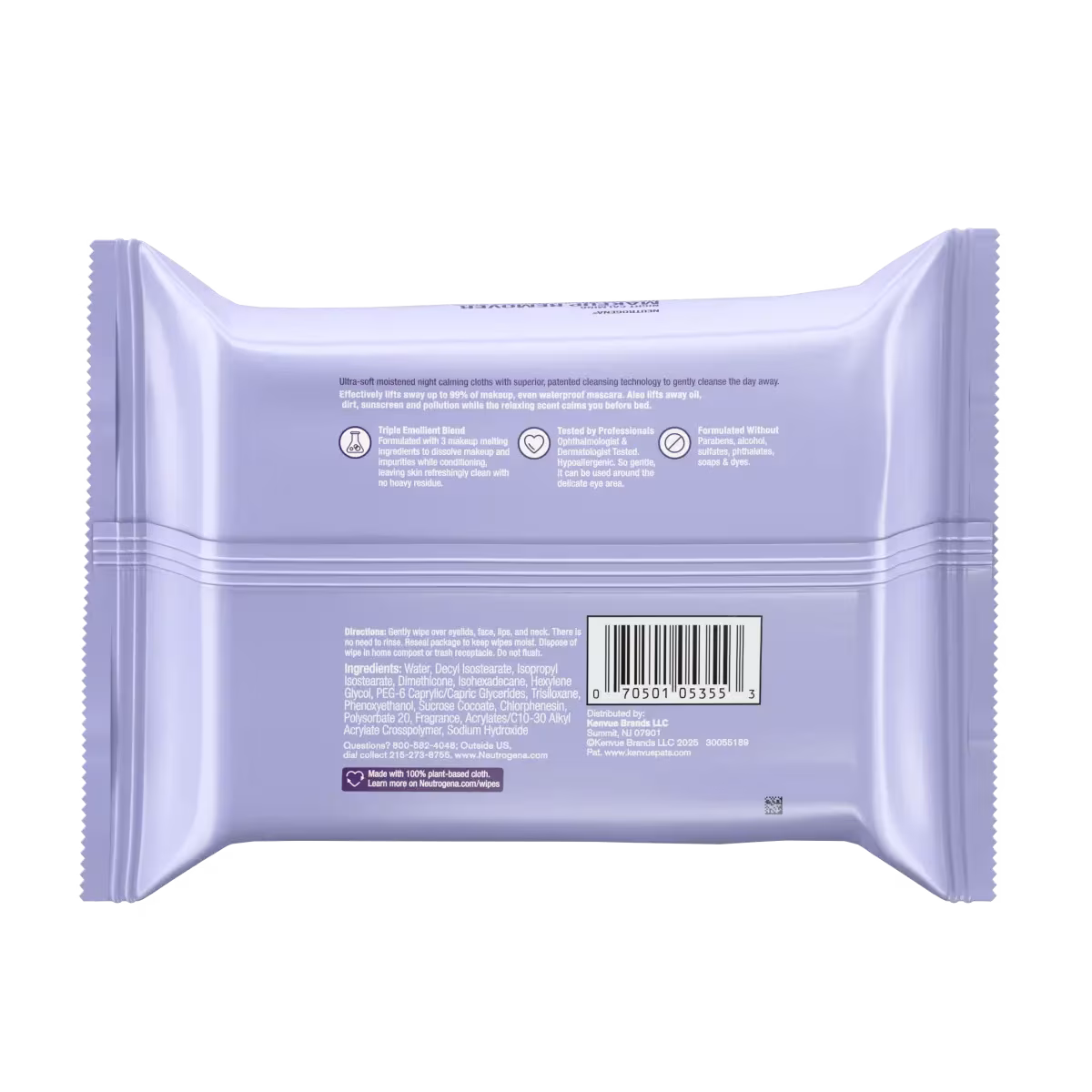 Neutrogena® Night Calming Makeup Remover Ultra-Soft Micellar Wipes, 25 Count - US 1535