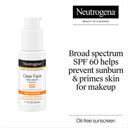 Neutrogena® Clear Face Serum Sunscreen with Green Tea Broad Spectrum SPF 60 Fragrance Free, 1.7 Fl. Oz - US 2741